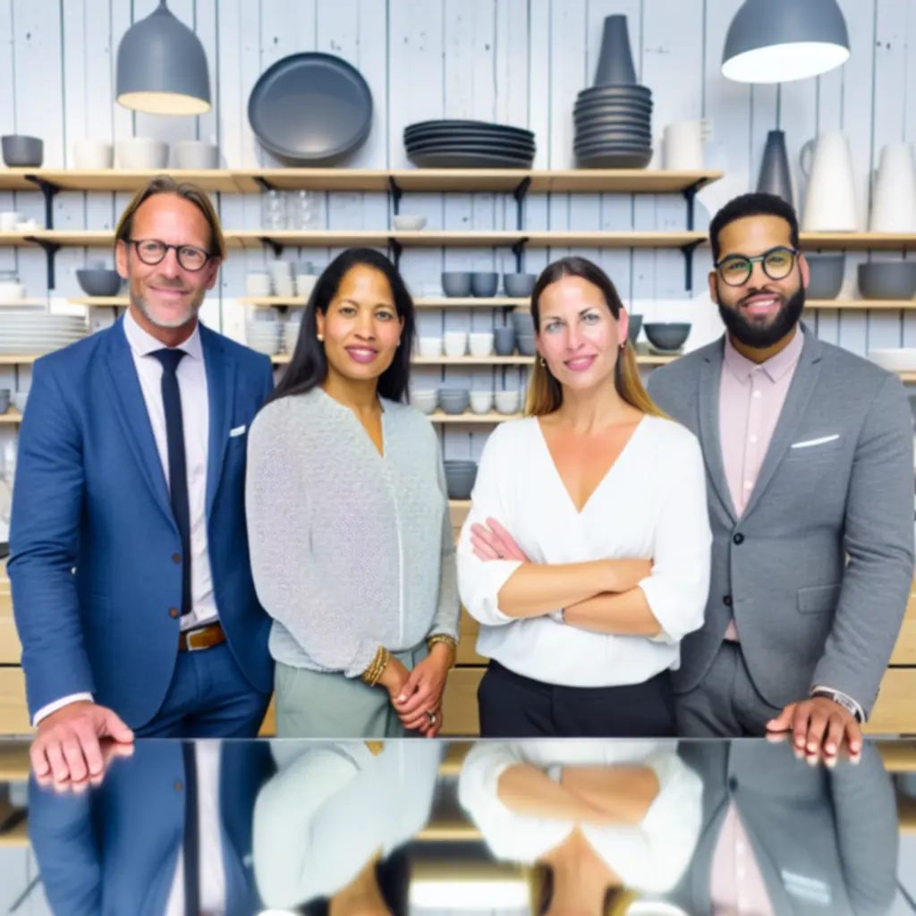 Zespół KitchenProStorePL w nowoczesnym sklepie z akcesoriami kuchennymi.